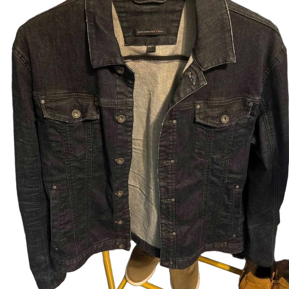 John Varvatos Black Washed Denim Jacket